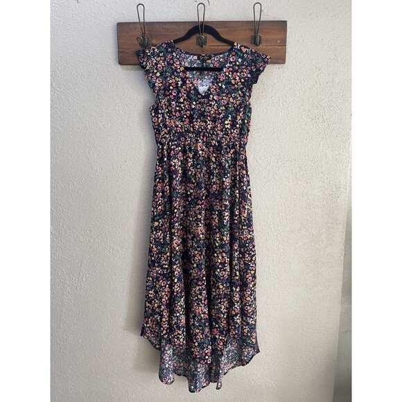 Jessica Simpson Size Small Navy Floral High-Low Midi Dress - Picture 1 of 7